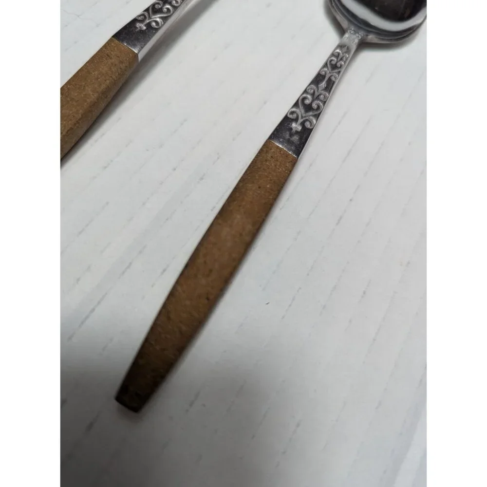 Interpur INR2 Spoons set of 1Tablespoon 3 teaspoons brown handle Japan‎ SS